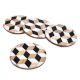 Geometric Round Black Coaster Set of 4